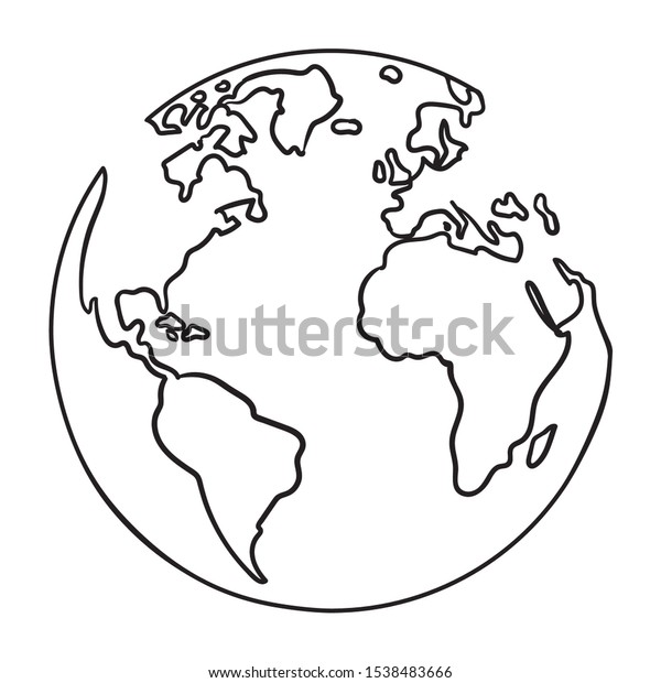 Simple Line Drawing Planet Earth Vector Stock Vector Royalty Free