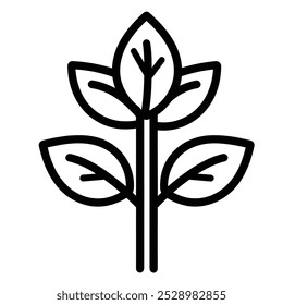 A simple line drawing of a plant with leaves, symbolizing nature and growth.