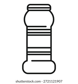 Dibujo de línea simple de una botella de agua de plástico, adecuado para iconos y diseños minimalistas