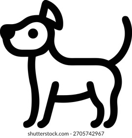 Dibujo de línea simple de un perro juguetón de pie
