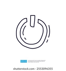 A simple line drawing of a power button symbol, representing the concept of turning devices on or off.
