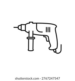 A simple line drawing of a power drill, depicted in black on a white background. The drill is shown in a straightforward and uncomplicated style, with clean lines and minimal details. The image is likely intended for use in a technical or instructional context, such as a manual or tutorial.