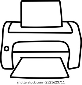 Simple Line Drawing of a Printer for Office Use and Technology
