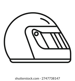 Simple line drawing of a protective helmet worn by motorbike riders for safety