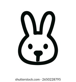 Simple Line Drawing Rabbit Face Outline Minimalist Icon Shape