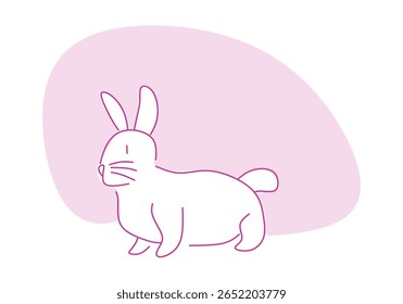 simple line drawing of a rabbit, representing softness, innocence, nature, and springtime. 