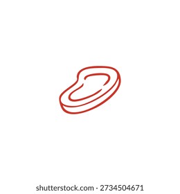 Um simples desenho de linha de um bife cru.