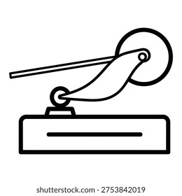 Simple line drawing of a record player turntable with tonearm and platter icon