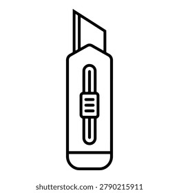 A simple line drawing of a rectangular lighter with a visible matchstick protruding from its side isolated on transparent background
