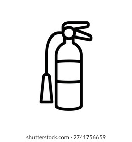 Simple line drawing of a red fire extinguisher safety equipment icon