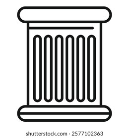 Simple line drawing representing an ancient greek column with a doric style capital and base