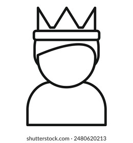 Dibujo de línea simple que representa ser coronado rey, perfecto para varios proyectos