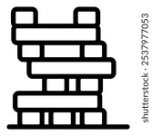 Simple line drawing representing a modernist building with balconies