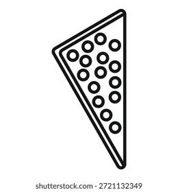 Desenho simples representando uma fatia de pizza com cobertura de pepperoni
