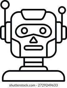 A simple line drawing of a robot with a square head and rounded edges