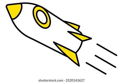 Simple line drawing of a rocket, isometric illustration, Vector Illustration