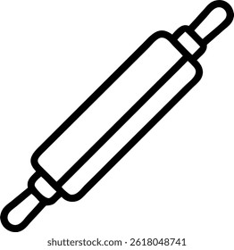 A simple line drawing of a rolling pin, commonly used in baking for flattening dough and other ingredients
