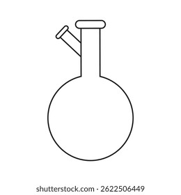Dibujo de línea simple de un frasco de laboratorio de fondo redondo