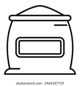 Simple line drawing of a sack with label, suitable for icons and illustrations