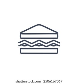 Icono de sándwich de dibujo de línea simple. Un icono de línea simple que representa un sándwich con dos rebanadas de pan y un relleno. Perfecto para proyectos relacionados con la alimentación.