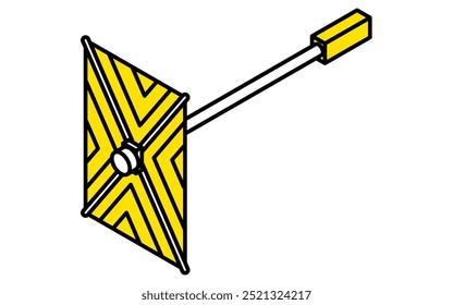 Dibujo de línea simple de un satélite, ilustración isométrica, Ilustración vectorial