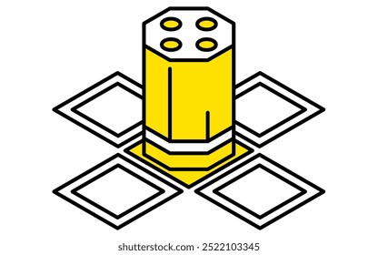 Simple line drawing of a satellite, isometric illustration, Vector Illustration