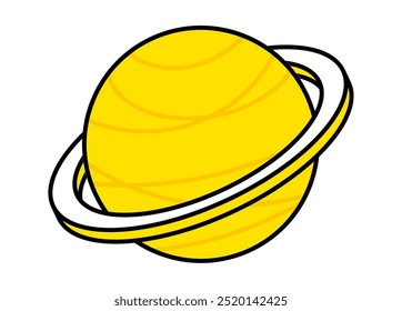 Desenho de linha simples de Saturno, ilustração isométrica, Ilustração de vetor