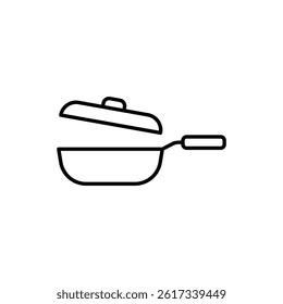Simple line drawing of a saucepan with lid, kitchen utensil illustration