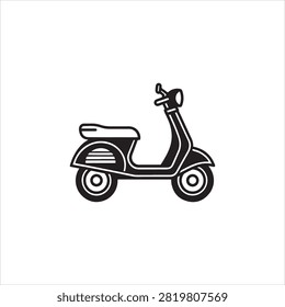 Simple line drawing scooter icon isolated transparent background