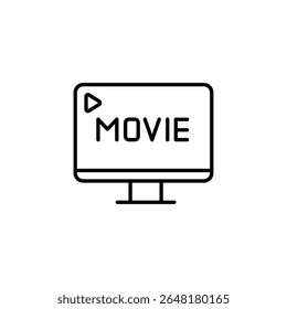 Desenho De Linha Simples De Uma Tela Exibindo O Filme Da Palavra