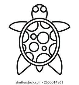 Simple line drawing of a sea turtle swimming with a patterned shell