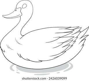 Simple line drawing of a serene swan