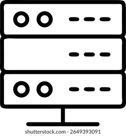 A simple line drawing of a server rack, representing data storage and network infrastructure concept design
