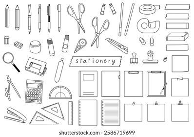 Simple line drawing set of stationery