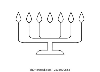 Simple line drawing of a seven branched menorah