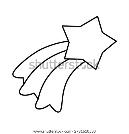 A simple line drawing of a shooting star with three trailing streaks against a white background.