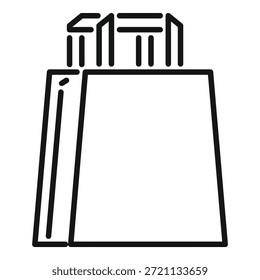 Desenho de linha simples de uma sacola de compras, simbolizando varejo, compras e consumismo