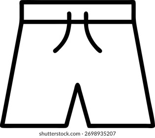 A simple line drawing of shorts, perfect for adding a touch of summer to any design. This icon is isolated on a white background and is easy to use in projects.