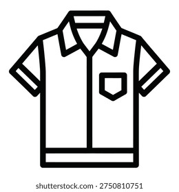 Simple line drawing of a shortsleeved collared shirt with pocket icon