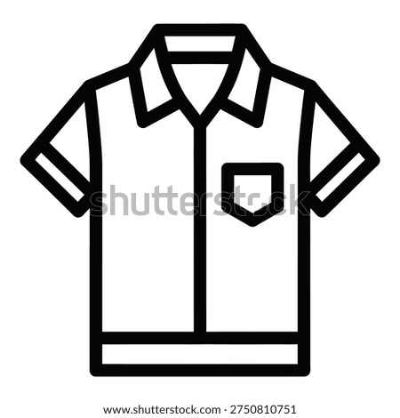 Simple line drawing of a shortsleeved collared shirt with pocket icon