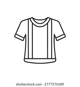 Simple line drawing of a shortsleeved Tshirt with vertical stripes casual clothing icon