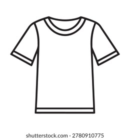 Simple line drawing of a shortsleeved Tshirt with crew neck and cuffed sleeves basic clothing item