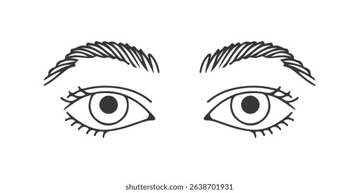 A simple line drawing showcases a pair of eyes, each accompanied by an eyebrow. The style is minimalistic, focusing on the essential features of the eyes and...