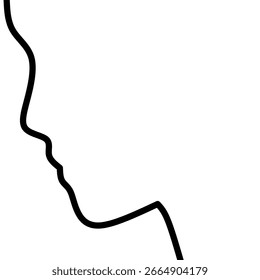 ​A simple line drawing showing the profile of a person's face, with a prominent nose and chin. The minimalist style emphasizes the shape and contour of the face.
