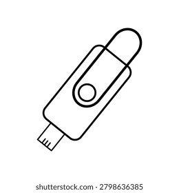Simple line drawing shows a USB flash drive. Clean design emphasizes modern digital storage. Perfect for tech, education, or design projects. Minimalist style suits many creative needs