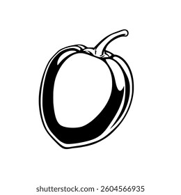 Simple Line Drawing Of A Single Bell Pepper