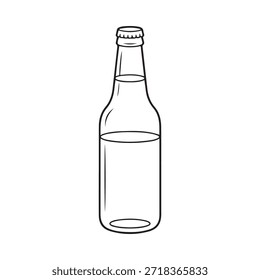 Dibujo de línea simple de un solo recipiente de bebidas embotellado de vidrio