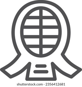 Simple line drawing single item icon of sports equipment Kendo armor