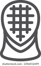 Simple line drawing single item icon of sports equipment, fencing, protective gear