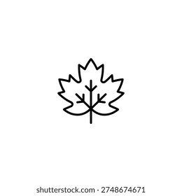 Simple line drawing of a single maple leaf on a white background